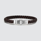 Muris - Genuine Dark Brown Leather Bracelet with Sterling Silver 8mm