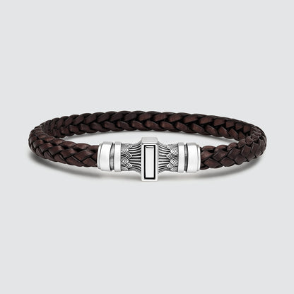 Muris - Genuine Dark Brown Leather Bracelet with Sterling Silver 8mm
