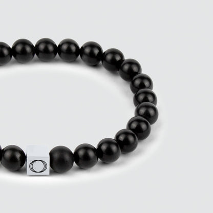 Aswad - Matt Black Beaded Bracelet 8mm
