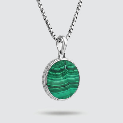Safar - Sterling Silver Malachite Compass Pendant
