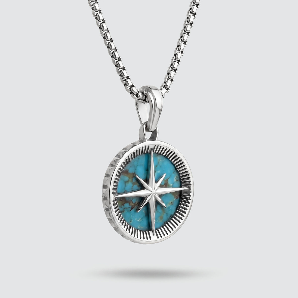 Safar - Sterling Silver Turquoise Compass Pendant