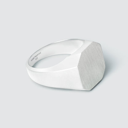 Tameem - Matt Brushed Silver Signet Ring 13mm