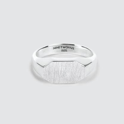 Tariq - Matte Brushed Silver Signet Ring 7mm