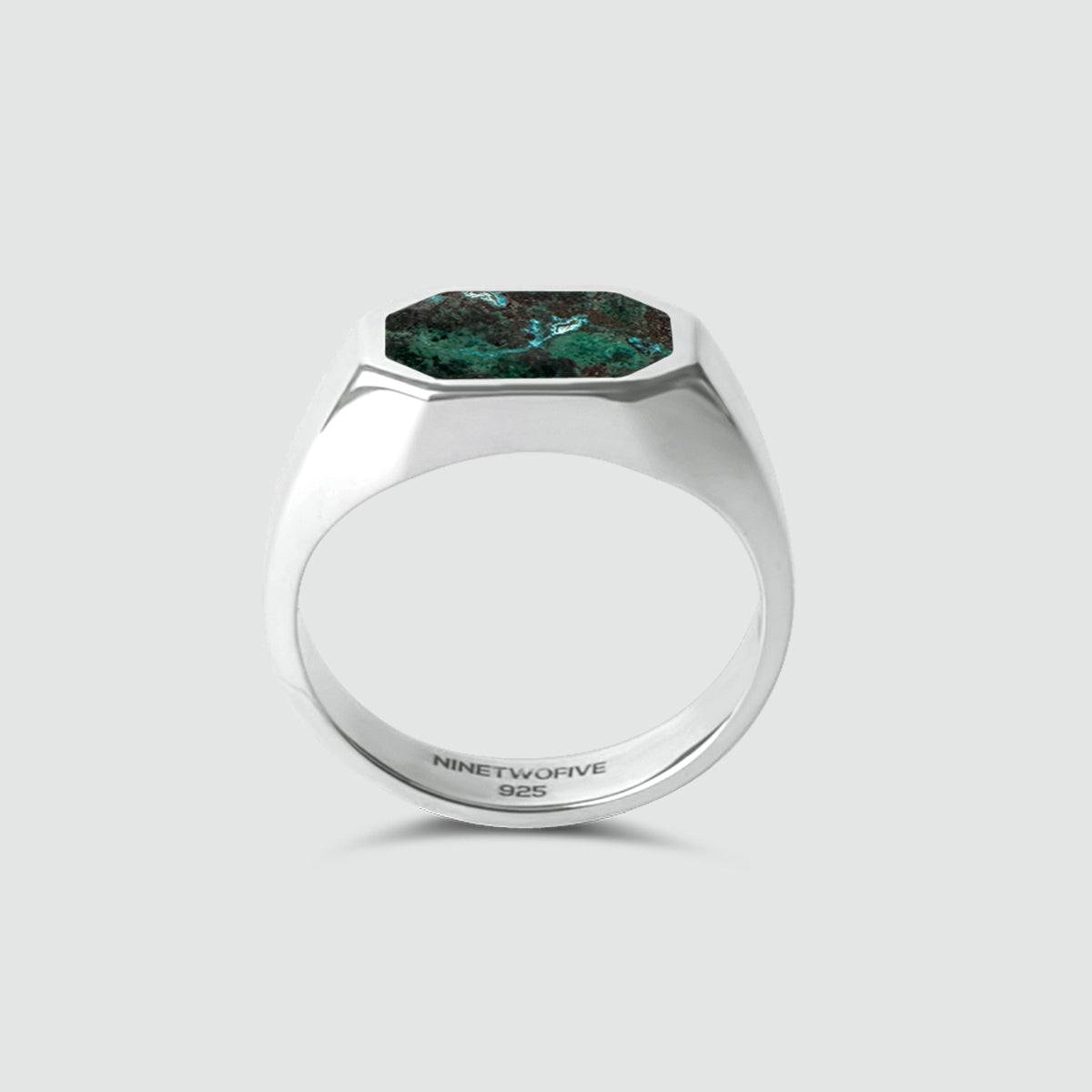 Zariq - Elegant Chrysocolla Stone Signet Ring 7mm
