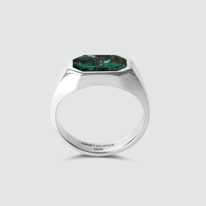 Zariq - Elegant Chrysocolla Stone Signet Ring 7mm