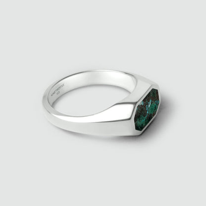 Zariq - Elegant Chrysocolla Stone Signet Ring 7mm