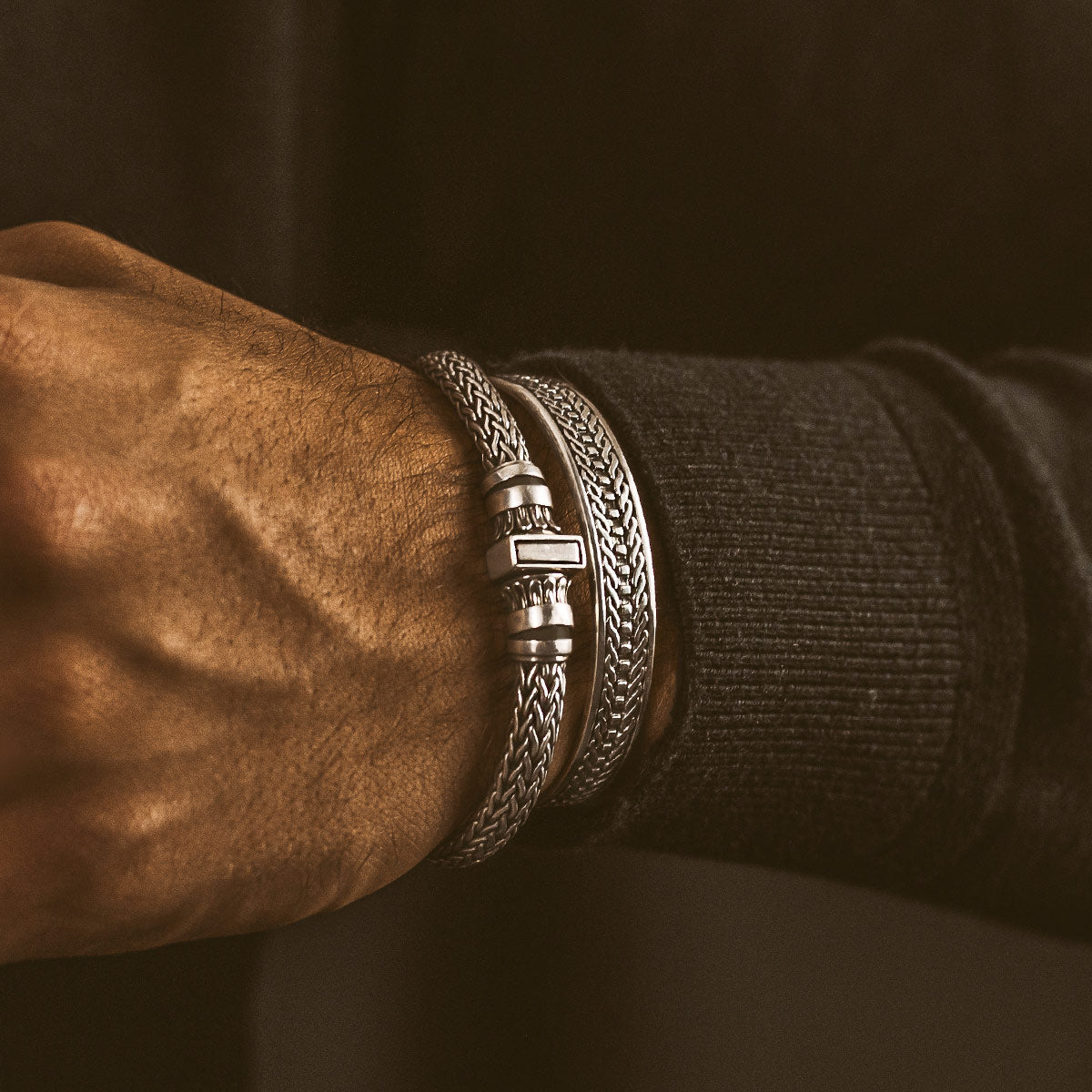 Fariq - Oxidised Sterling Silver Bangle 10mm