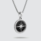Safar - Sterling Silver Onyx Compass Pendant