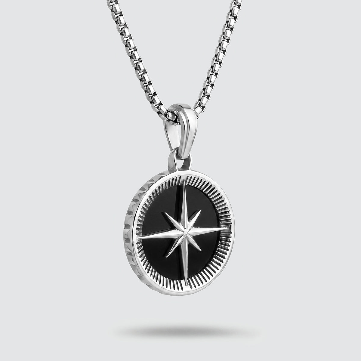 Safar - Sterling Silver Onyx Compass Pendant