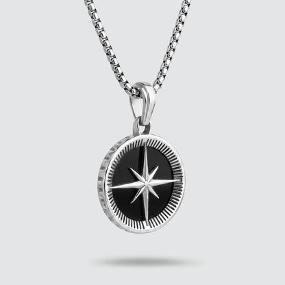 Safar - Sterling Silver Onyx Compass Pendant