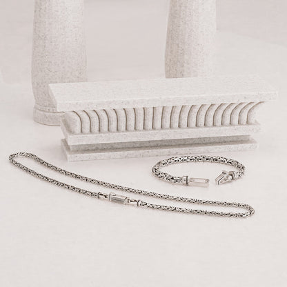 Ramsi - Cavetto Sterling Silver Byzantine Chain Necklace 3.5 mm
