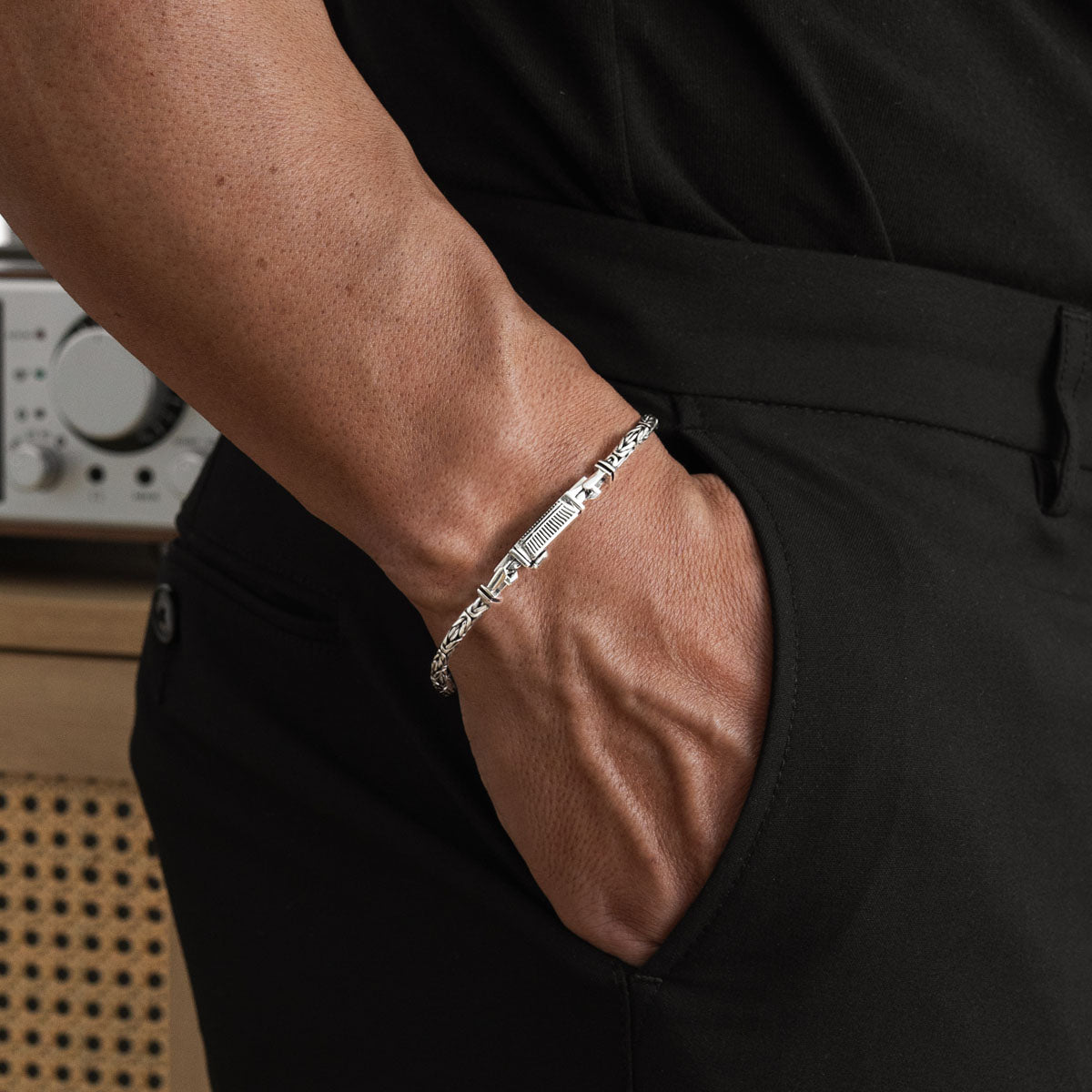 Ramsi - Cavetto Sterling Silver Byzantine Bracelet 3.5mm
