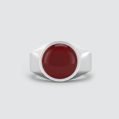 Qais – Carnelian Red Stone Signet Ring 13mm