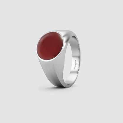 Qais – Carnelian Red Stone Signet Ring 13mm
