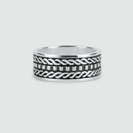 Fariq - Oxidised Sterling Silver Ring 10mm