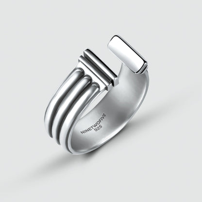 Mateen - Oxidised Sterling Silver Bangle Ring 10mm