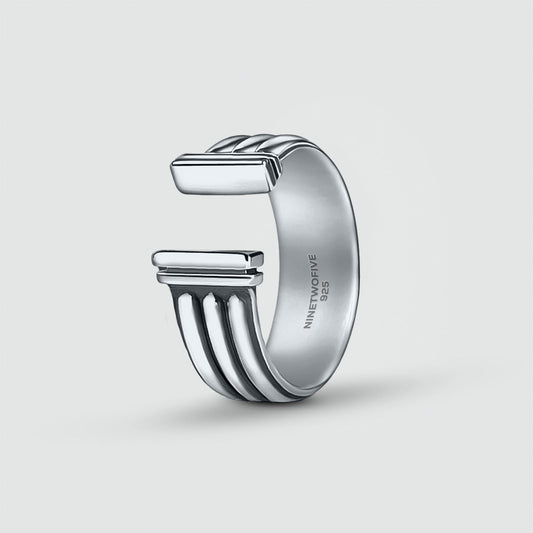 Mateen - Oxidised Sterling Silver Bangle Ring 10mm
