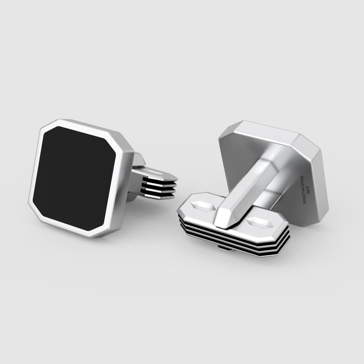 Nael – Black Onyx Silver Cufflinks 15mm
