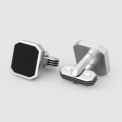 Nael – Black Onyx Silver Cufflinks 15mm
