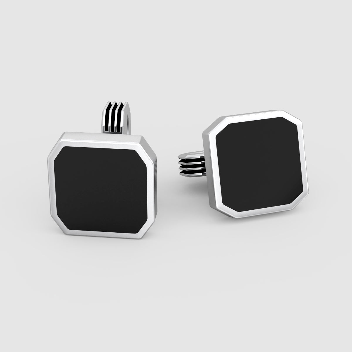 Nael – Black Onyx Silver Cufflinks 15mm