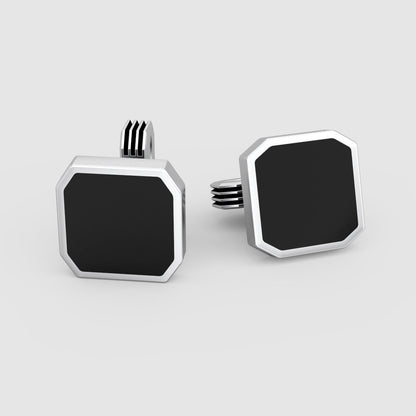 Nael – Black Onyx Silver Cufflinks 15mm