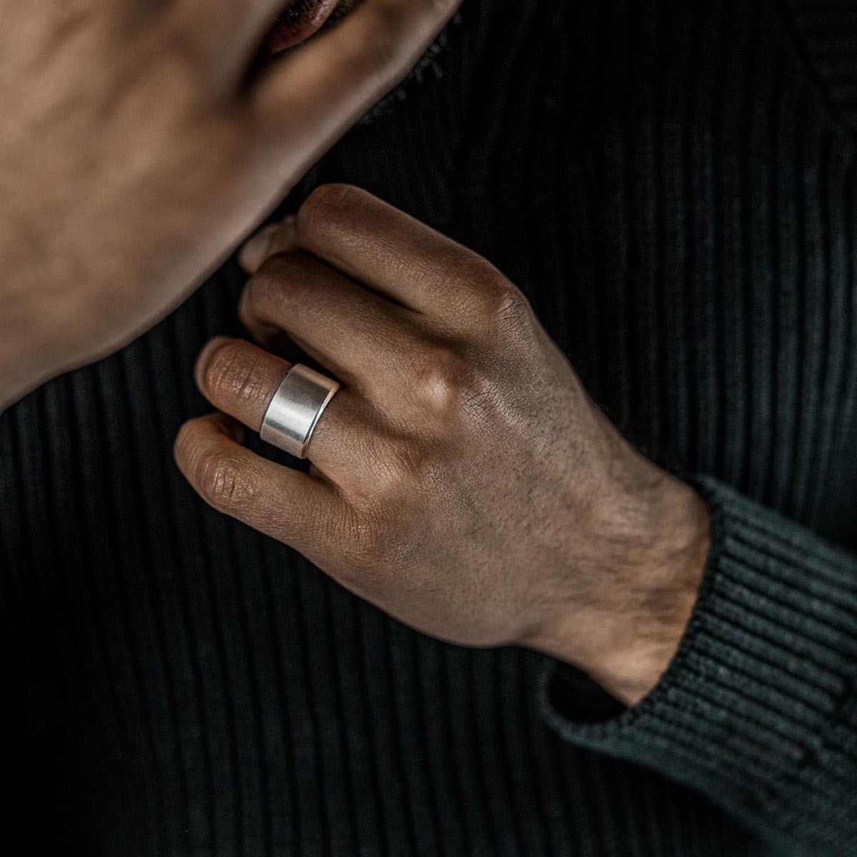 Tamir - Wide Matt Silver Ring 13mm