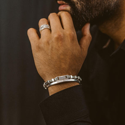 Khaled - Sterling Silver Brutalist Bracelet 6.5mm