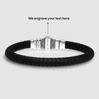 Mirel - Genuine Black Leather Bracelet with Sterling Silver 7mm
