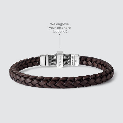 Muris - Genuine Dark Brown Leather Bracelet with Sterling Silver 8mm