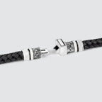 Muran - Genuine Black Leather Bracelet with Sterling Silver 8mm
