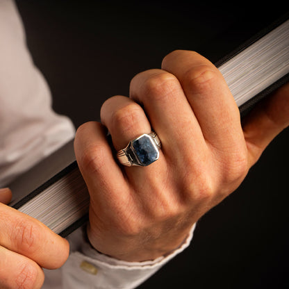 Bariq - Blue Pietersite Signet Ring 17mm