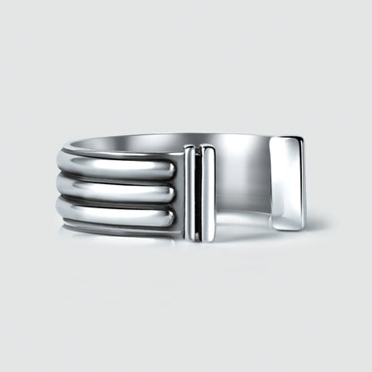 Mateen - Oxidised Sterling Silver Bangle Ring 10mm