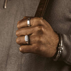 Tariq - Matte Brushed Silver Signet Ring 7mm