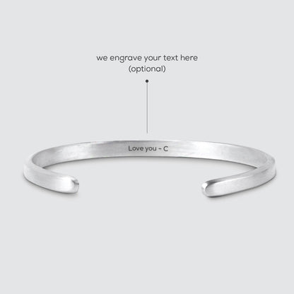 Noor - Brushed Silver Bangle Bracelet 5mm