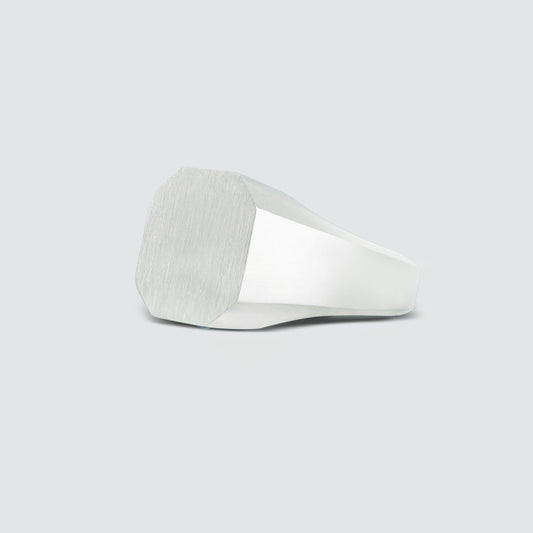 Tameem - Matt Brushed Silver Signet Ring 13mm
