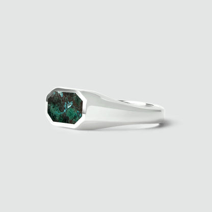 Zariq - Elegant Chrysocolla Stone Signet Ring 7mm