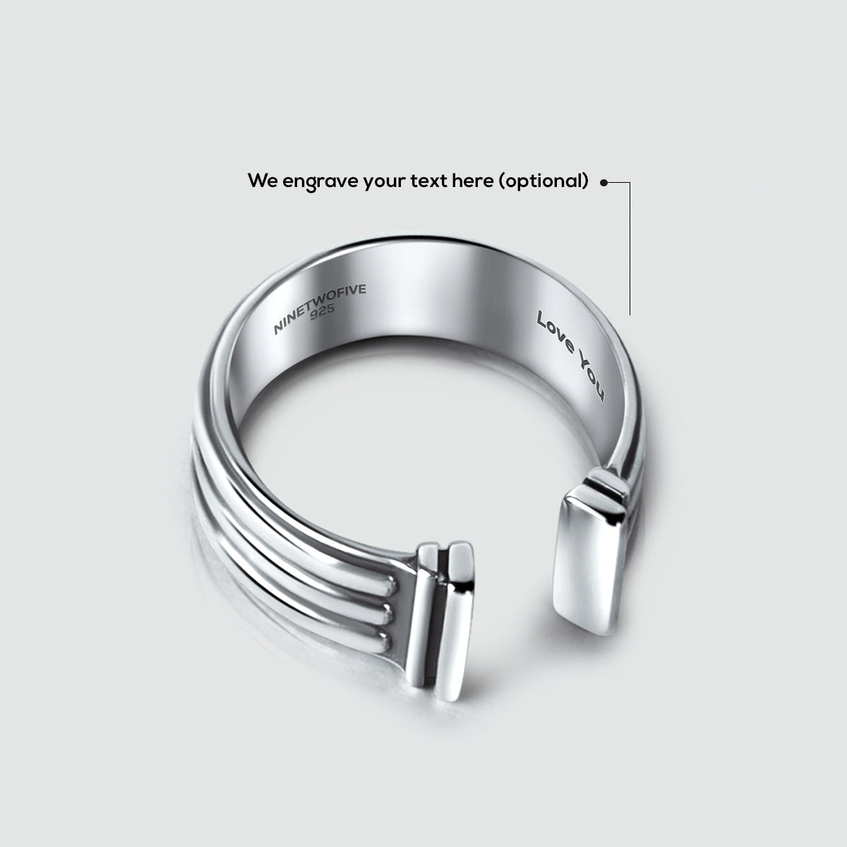 Mateen - Oxidised Sterling Silver Bangle Ring 10mm