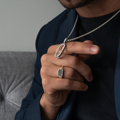 Azhar - Black Diamond Signet Ring 7mm