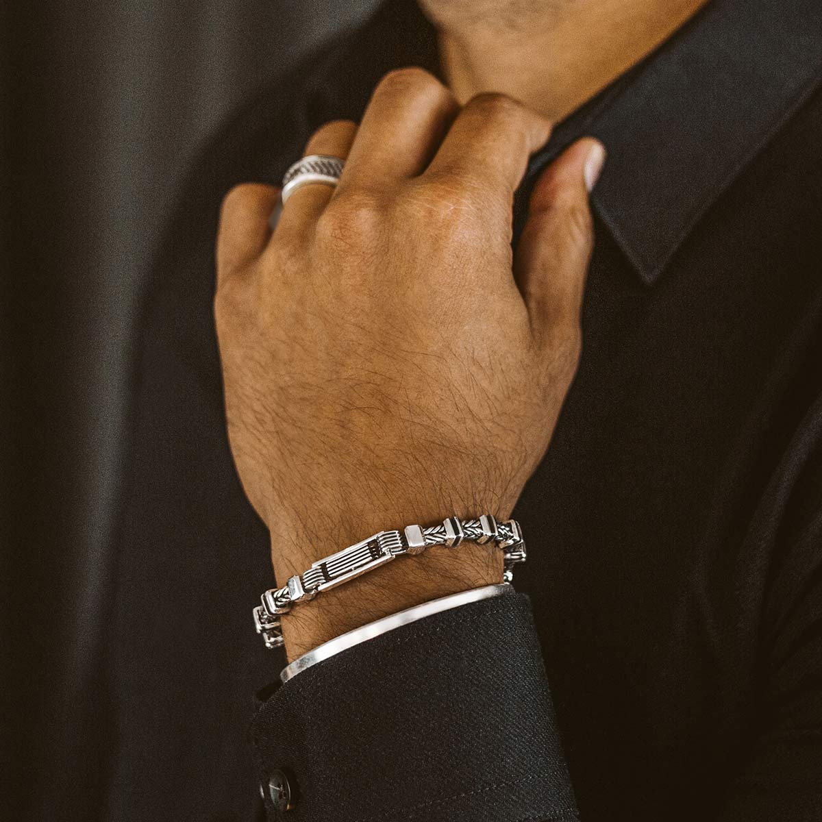 Khaled - Sterling Silver Brutalist Bracelet 6.5mm