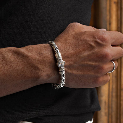 Murtaza - Egyptian Lotus Silver Byzantine Bracelet 7mm