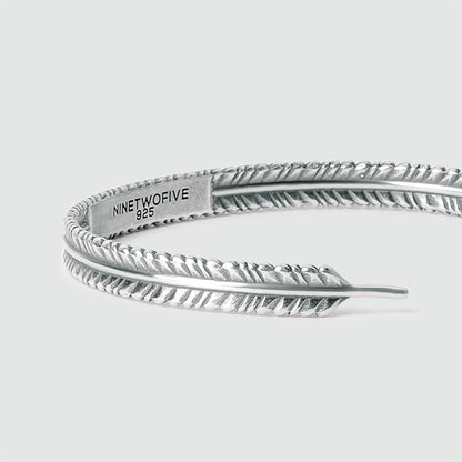 Zahir - Thin Sterling Silver Feather Bangle 6mm
