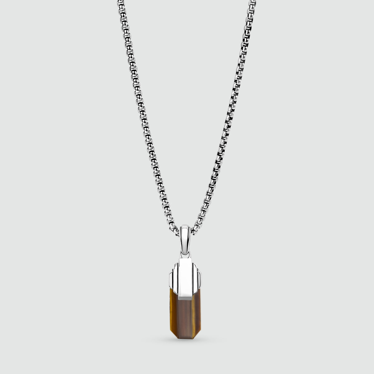 Tahqim - Art Deco Silver Tiger Eye Pendant