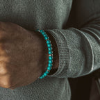 Nuri - Adjustable Turquoise Beaded Bracelet in Silver 6mm