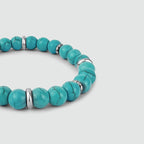 Nuri - Adjustable Turquoise Beaded Bracelet in Silver 8mm