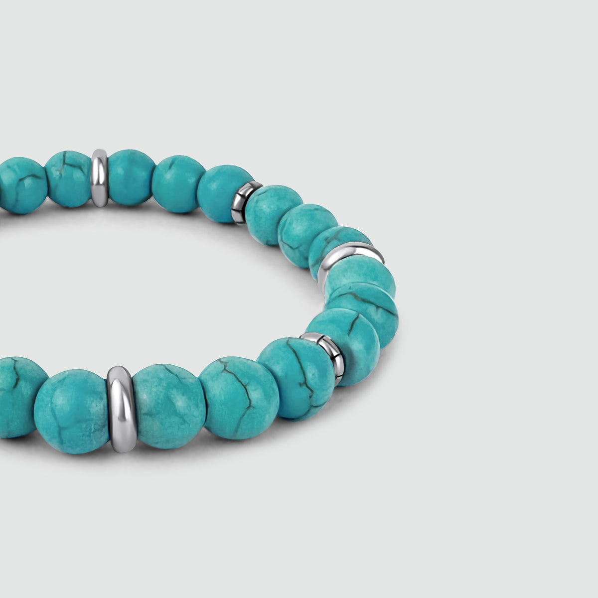 Nuri - Adjustable Turquoise Beaded Bracelet in Silver 6mm