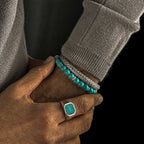 Nuri - Adjustable Turquoise Beaded Bracelet in Silver 8mm