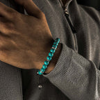 Nuri - Adjustable Turquoise Beaded Bracelet in Silver 8mm