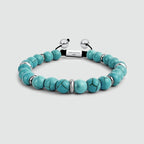 Nuri - Adjustable Turquoise Beaded Bracelet in Silver 8mm