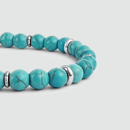 Nuri - Adjustable Turquoise Beaded Bracelet in Silver 6mm