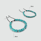 Nuri - Adjustable Turquoise Beaded Bracelet in Silver 6mm